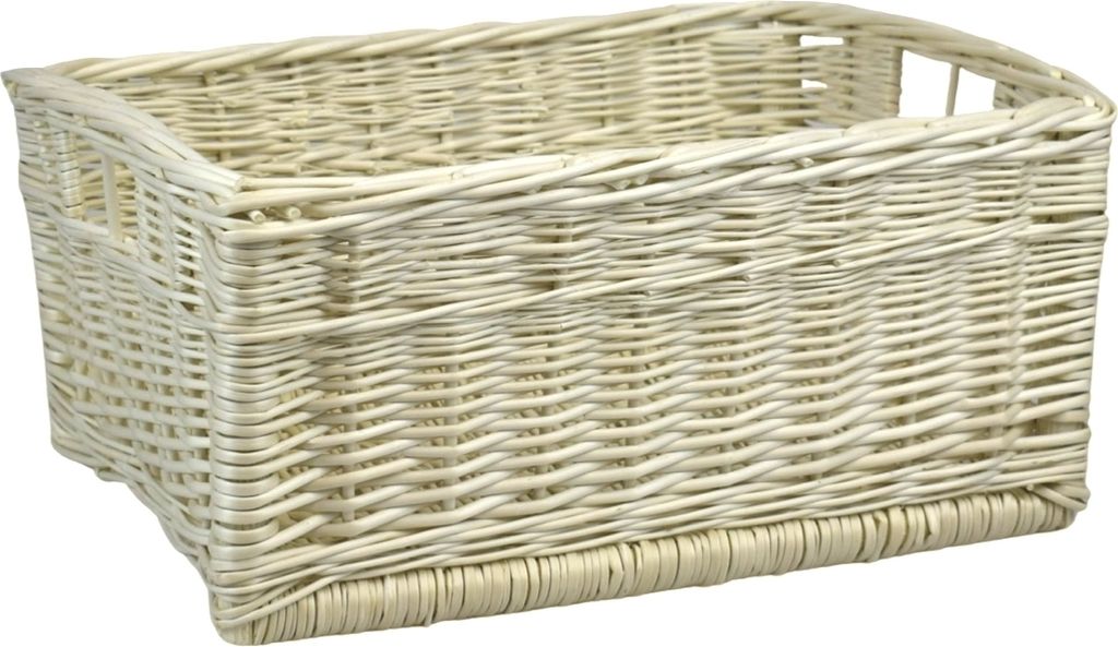 Aufbewahrungsbox aus Weide gebleicht 50 cm