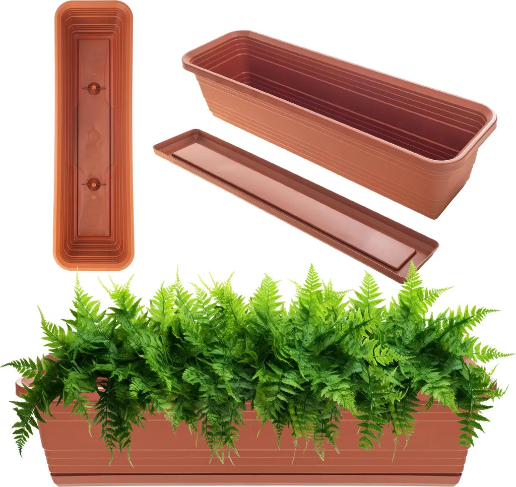 Jardinière de Balcon Stable 80cm : Support Anti-Chute et Effet Pierre