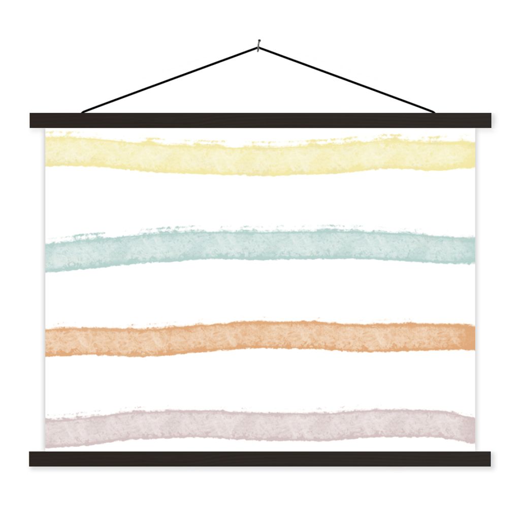 MuchoWow Textilposter Linie - Pastell - Regenbogen - Muster 60x45 cm mit schwarzem Rahmen - Poster Schlafzimmer