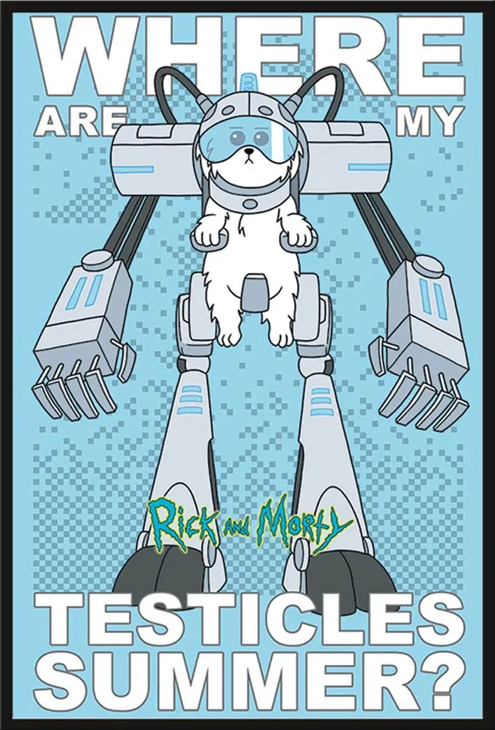 Affiche Rick & Morty Where Are My Testicles avec Cadre Shinsuke 61x91,5 cm