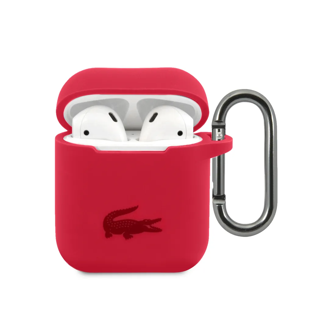 Étui de Protection Lacoste Rouge pour AirPods 1/2 en Silicone Souple