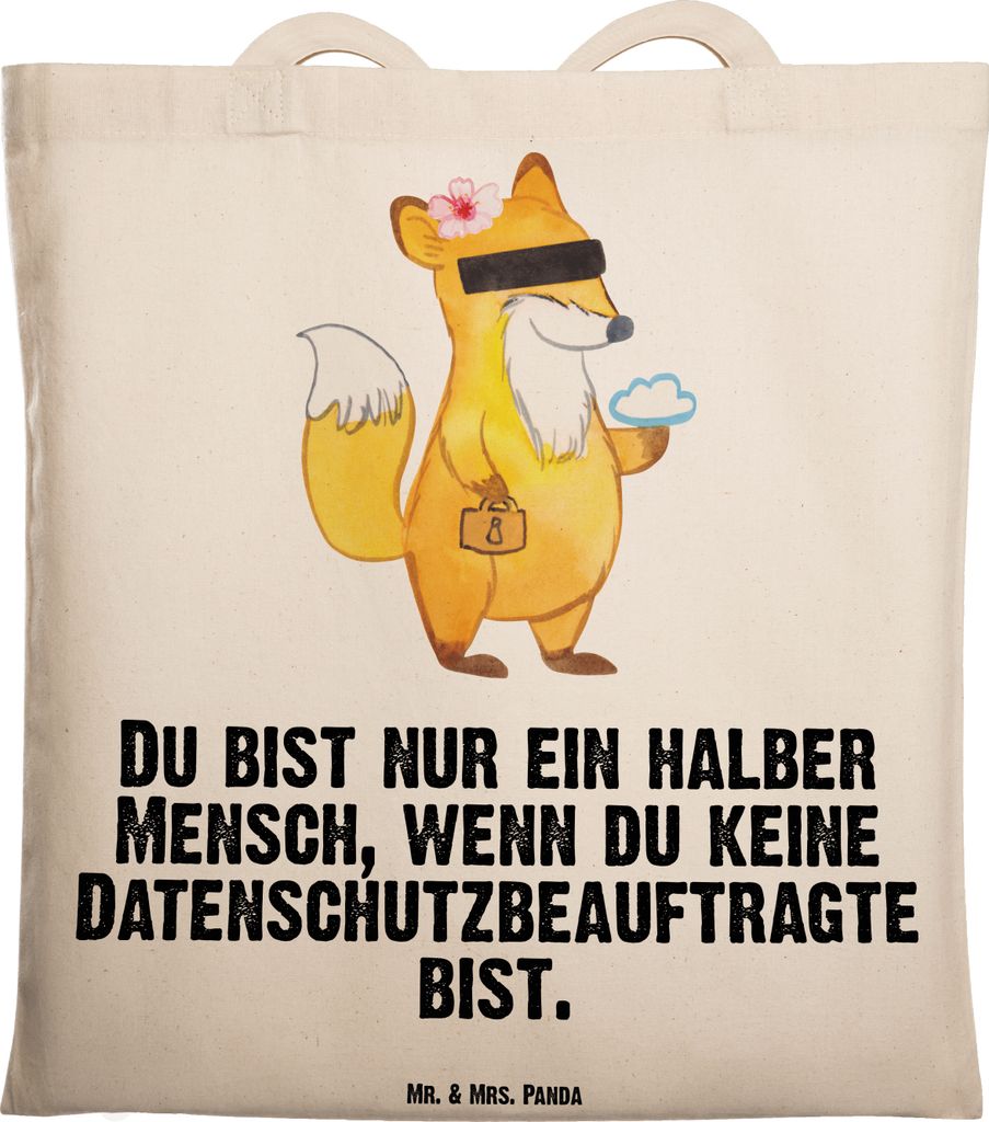Mr. & Mrs. Panda Shopping Tasche Datenschutzbeauftragte Herz - Transparent - Geschenk, Jutebeutel, Lustig, Tragetasche, Tote Bag, Spruch, Beruf, Sc...