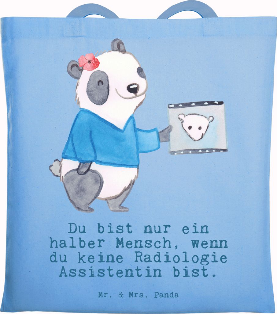 Mr. & Mrs. Panda Shopping Tasche Radiologie Assistentin Herz - Sky Blue - Geschenk, Tote Bag, Einkaufstasche, Uni, Laptoptasche, Tragetasche
