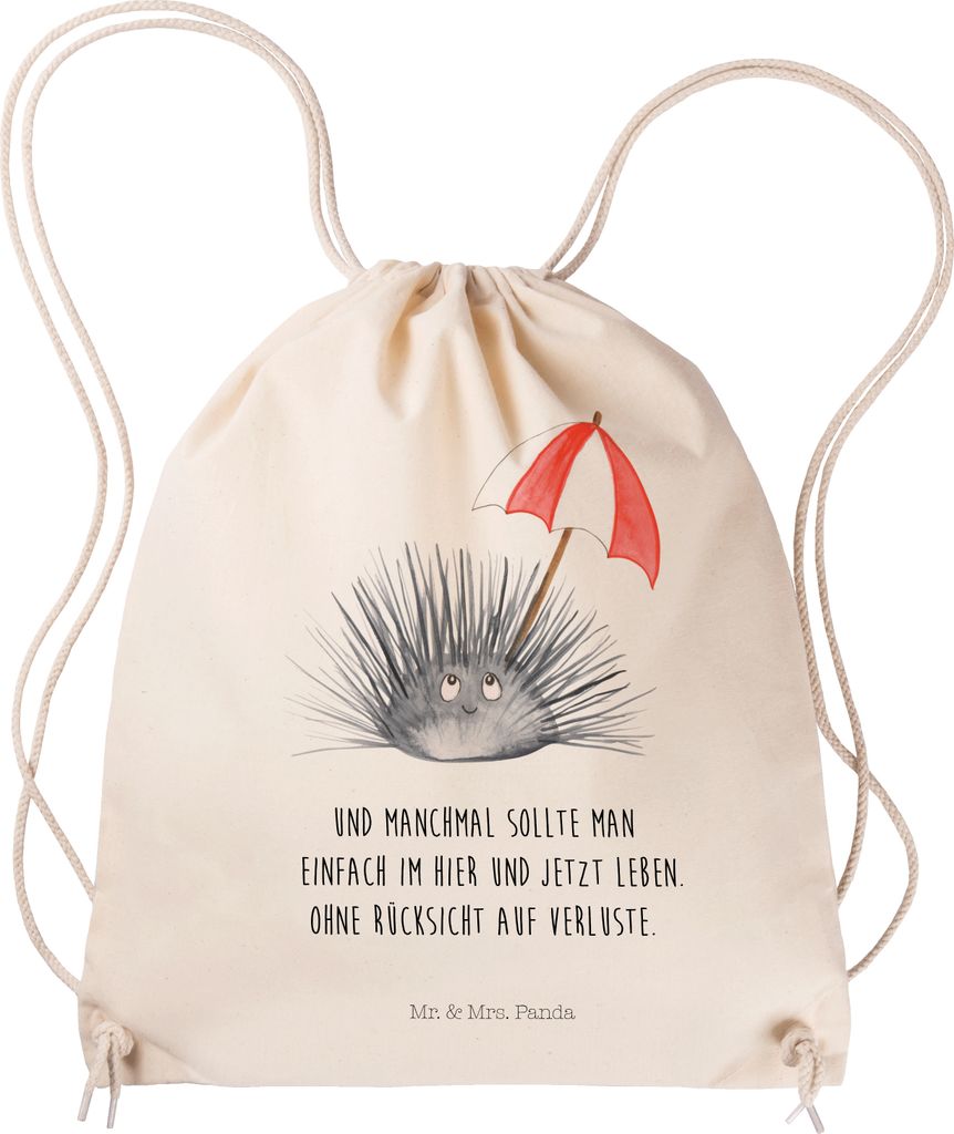 Mr. & Mrs. Panda Jutebeutel Seeigel - Transparent - Geschenk, Meer, festival tasche, Selbstliebe, wander rucksack, Leben, Kleiner, Hier und Jetzt, ...