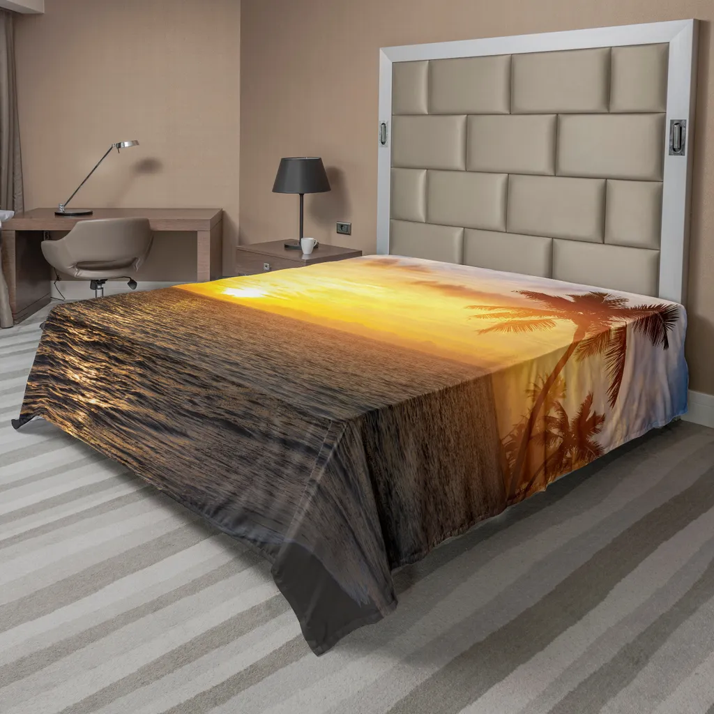 Drap plat décoratif imprimé tropical 244x205 cm pour lit deux places