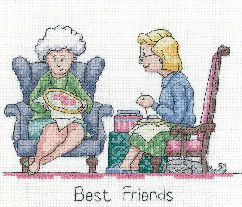 Set de Broderie au Point de Croix Compté Best Friends sur Toile Aida