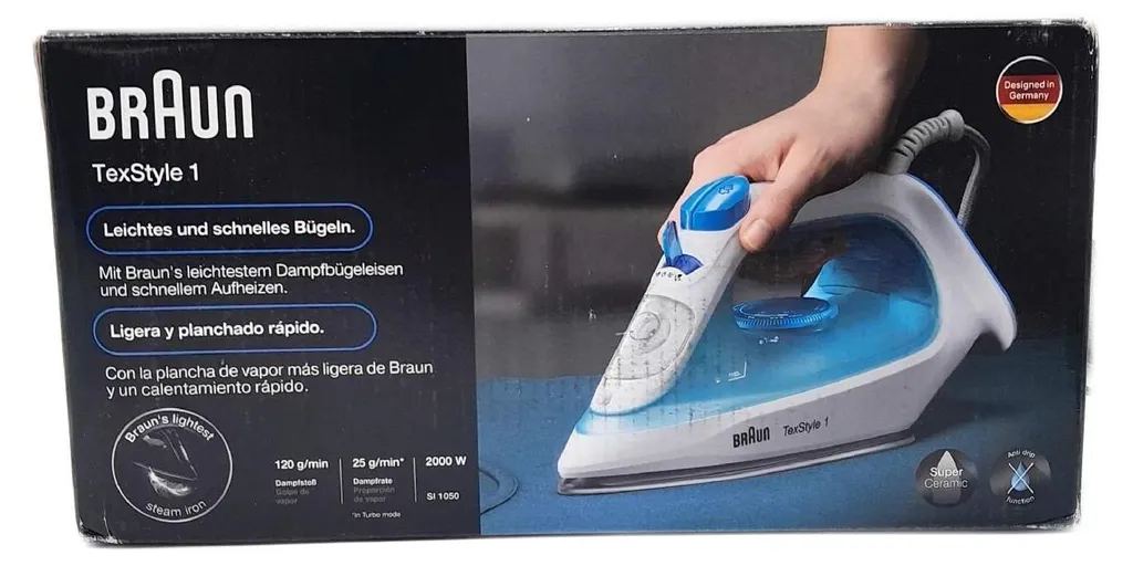 Braun TexStyle 1 SI 1050BL Fer à repasser léger et puissant 2000 Watts