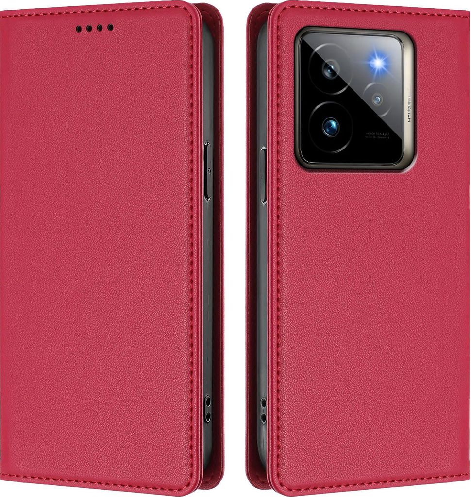 Handyhülle für Realme GT 7 Pro, Kunstleder Klapphülle Stoßfeste Magnetische Hülle mit Ständer Rot