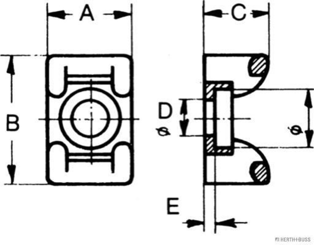 HERTH+BUSS ELPARTS Befestigungssockel Kabelbinder 50265713 25mm 14,5mm 12mm Polyamid 6.6
