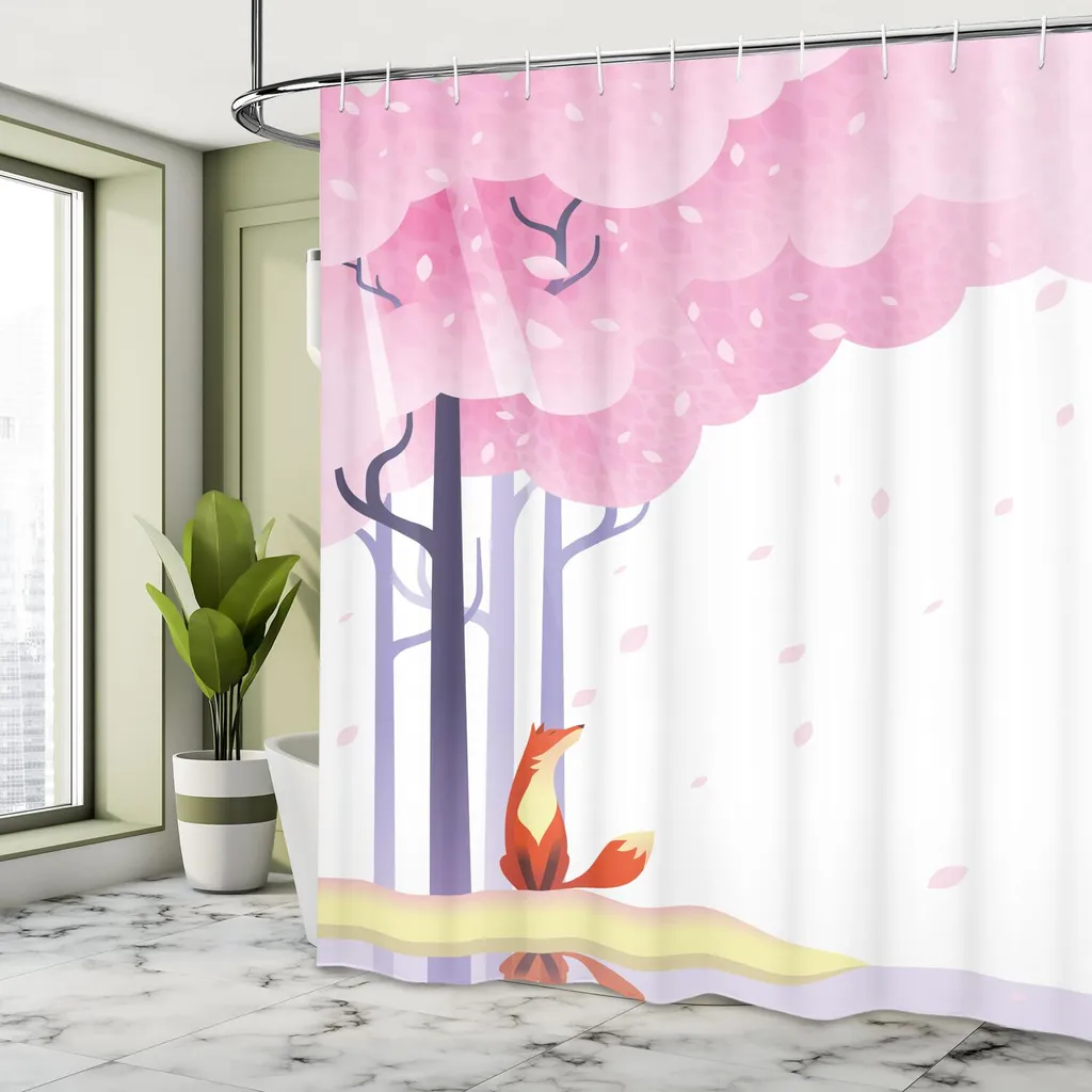 Tenda da Doccia Moderna 175x220 cm Sakura Pink Lavanda ABAKUHAUS - 3