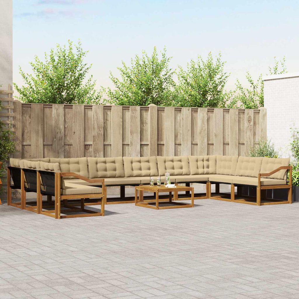 "SALE 2026"Outdoor-Sofagarnitur - CLORIS - Balkonmöbe/Sitzgruppe - mit Kissen 11 pcs - Moderne Design - Natur und Beige - Gartensofas NeuMöbel930167