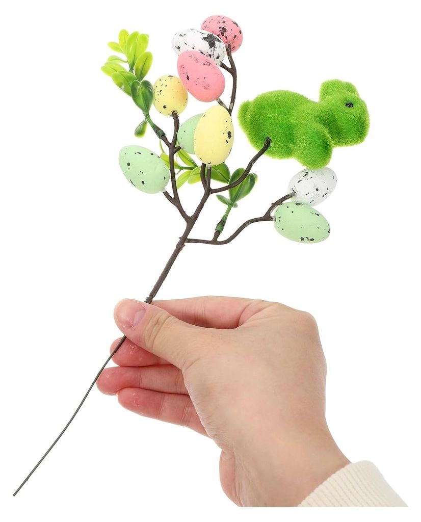 Bunte Flockierte Hasen- und Eierstecker aus Schaumstoff in Lebendigen Farben für Ostertisch und Selbstgemachte Projekte