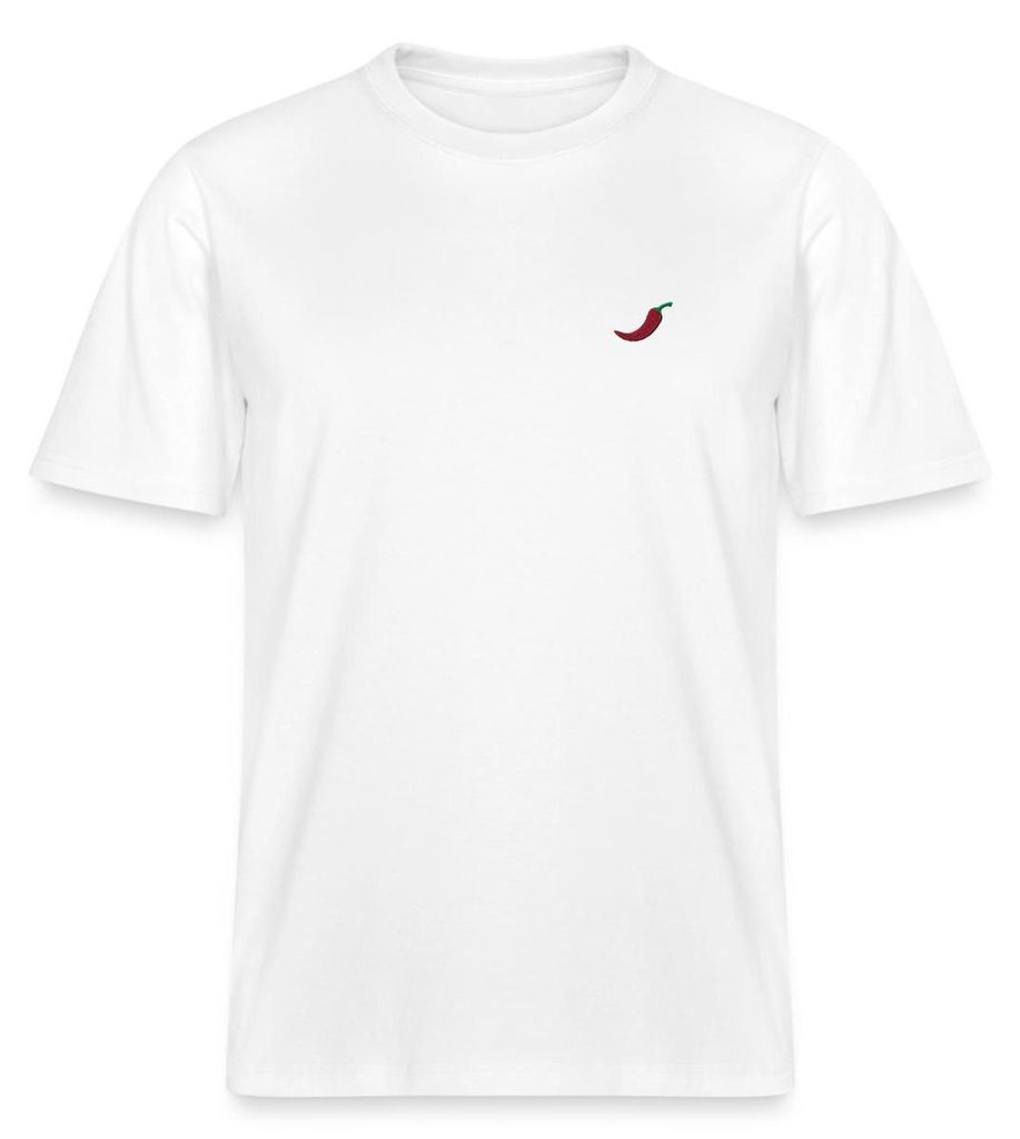 Spreadshirt Stickmotiv Chili Relaxed Fit Uni T-Shirt, XS, Weiß