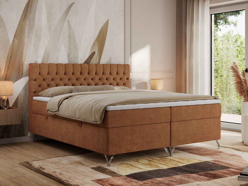 MKS MEBLE Boxspringbett 120x200, Bett 120x200 mit Matratze H3, Boxspringbett 120x200 mit Bettkasten und Topper, Polsterbett 120x200 Füße - GRIMAL...