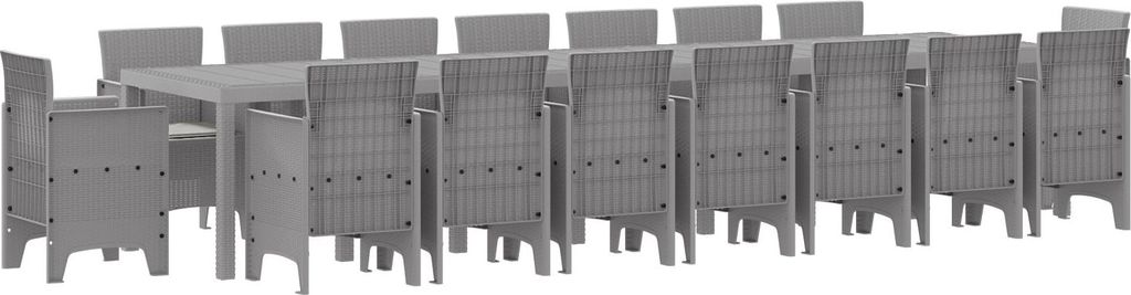 Möbel 17-teiliges Garten Esszimmer Set mit Kissen Hellgrau Poly Rattan, Gartentisch Hellgrau 250x100x73 cm Poly Rattan, Gartentisch Hellgrau 150x1...