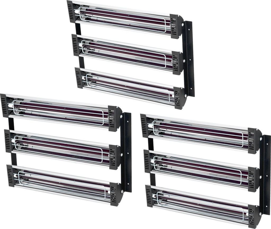SucceBuy 3x Farbtrockner Heizkörper Infrarot Heizlampe 3kW zum Lackieren, 3er Set, Einstellbare Temperatur von 40 bis 100°C, Große Oberfläche