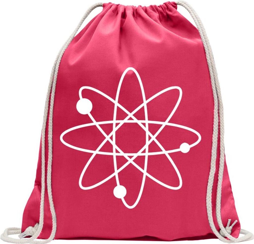 Kiwistar - Turnbeutel - pink - Atom Symbol Zeichen - Fun Rucksack Sport Beutel Gymsack Baumwolle mit Ziehgurt