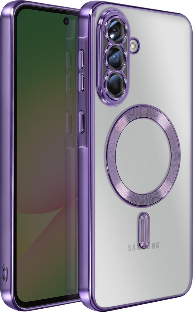 Avizar, MagSafe Hülle Galaxy A56 Chromrahmen Design, Violett
