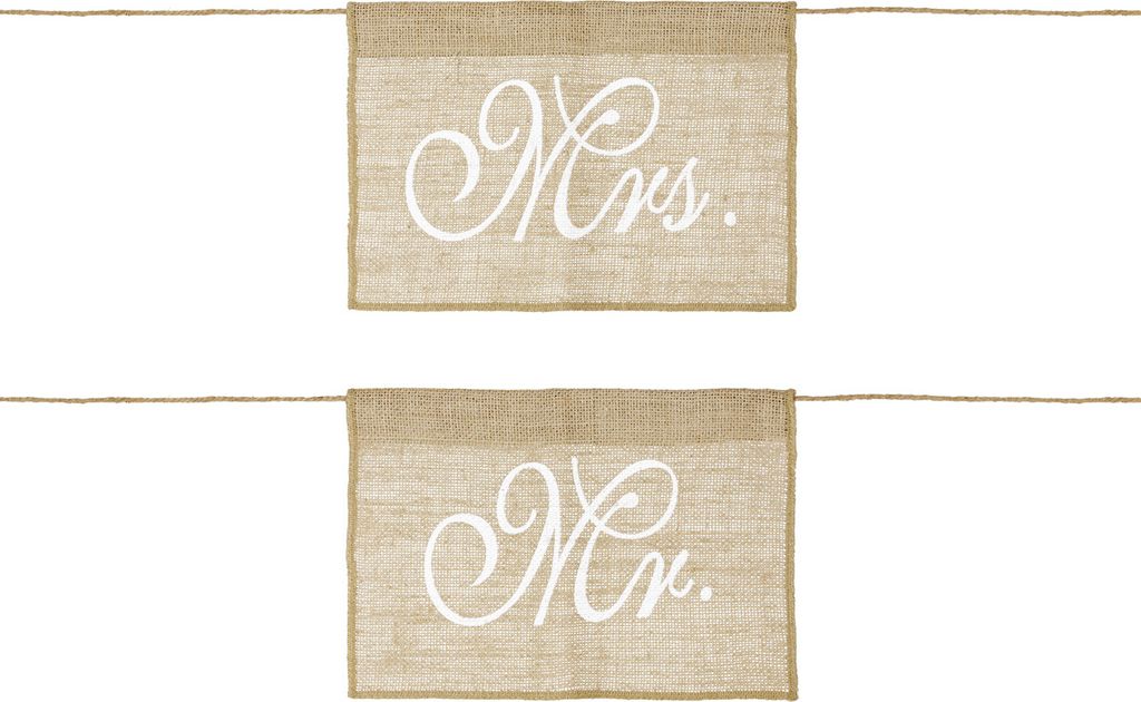 Mr and Mrs Schild 30x21cm Jute Stuhldeko Anhänger 2er Set natur