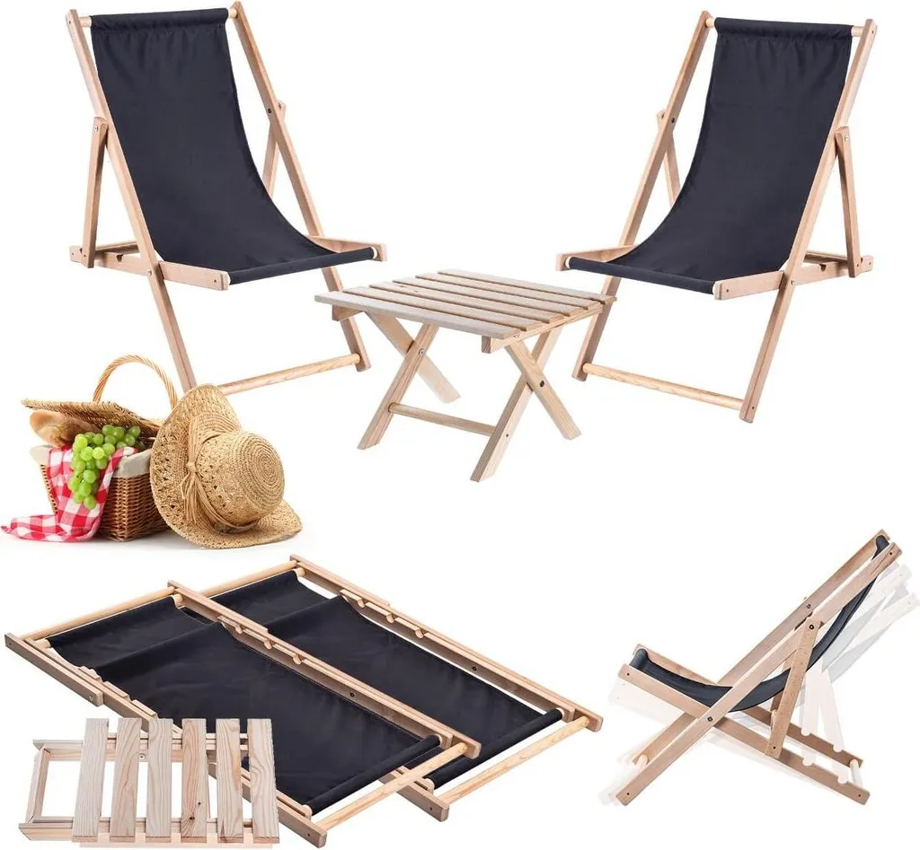 Set Sdraio KADAX Nero & Legno: Il Tuo Angolo di Relax Estivo