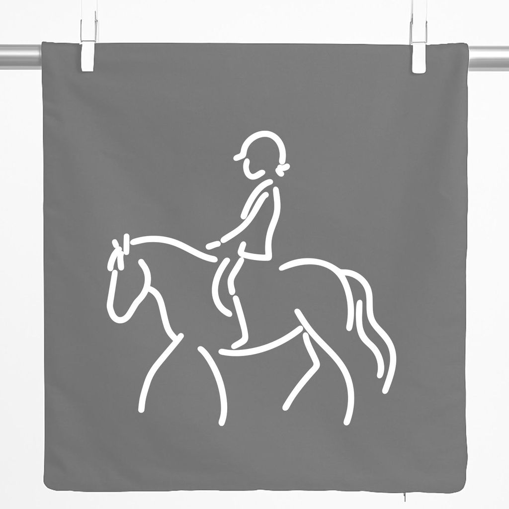 Huuraa Kissenbezug Reiten Pferd 40x40cm Steel Grey Baumwolle Dekokissenbezug Geschenkidee