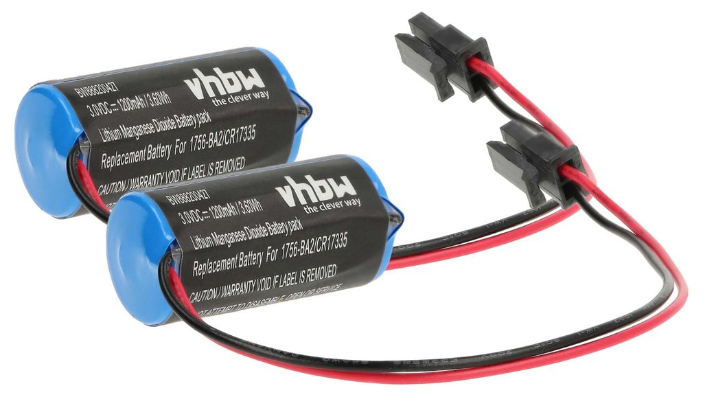 vhbw 2x Akku kompatibel mit Allen Bradley Series B 5563, Series B 5562, Series B 5561, Series B 1756-LSP Steuereinheit (1200 mAh, 3 V, Li-MnO2)