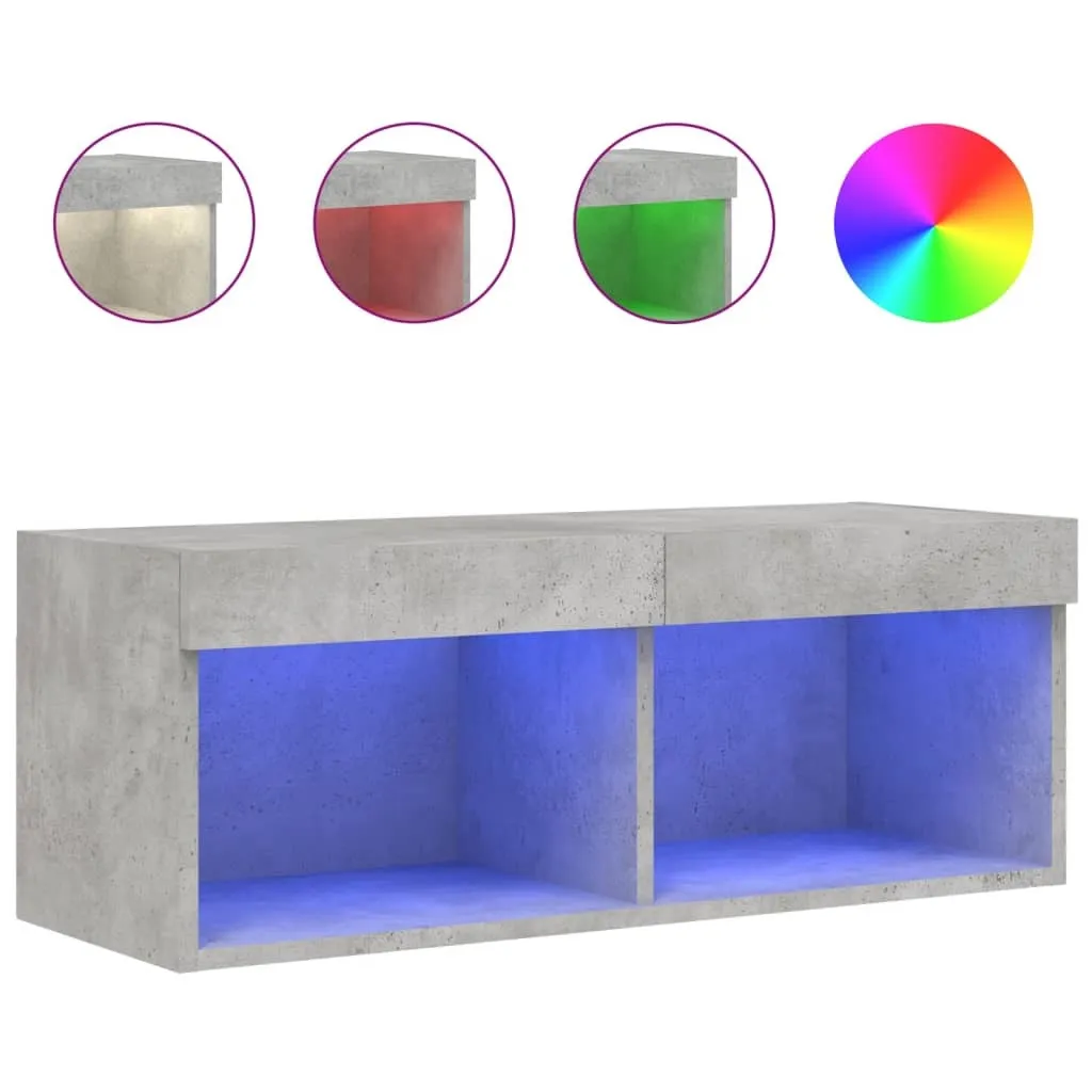 Mobile TV Grigio Cemento LED RGB 80x30x30 - Eleganza Contemporanea