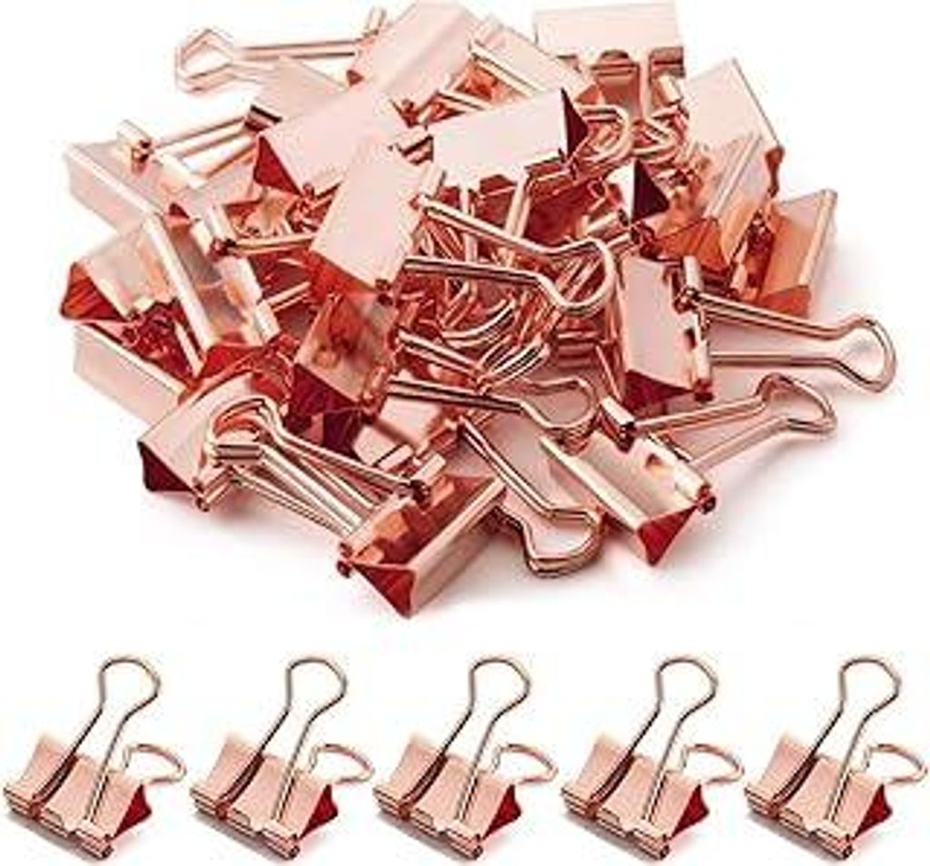 100 Stück Foldback Klammern Büroklammern 19mm Metall Roségold Mini Metallklammern Kleine Binder Clips Papierklammern Paper Dokumenten Clips Fold...