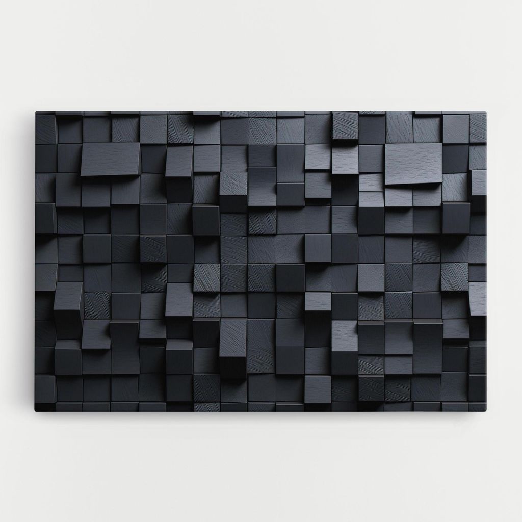 ARTHUB Leinwandbild 50x70 cm, Black Square Pattern | Wohnzimmerdekoration, Hängende Bilder, Wanddekoration, Heimdekoration, Abstrakte, Geometrische