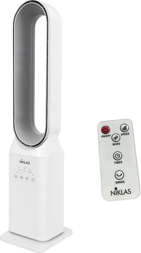 Ventilateur NIKLAS 50W avec Télécommande et Minuterie Programmable Blanc