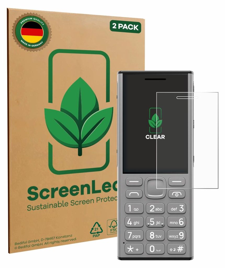 2x ScreenLeaf Schutzfolie für Nokia 130 Music nachhaltiger Displayschutz Display Schutz Folie Klar Transparent