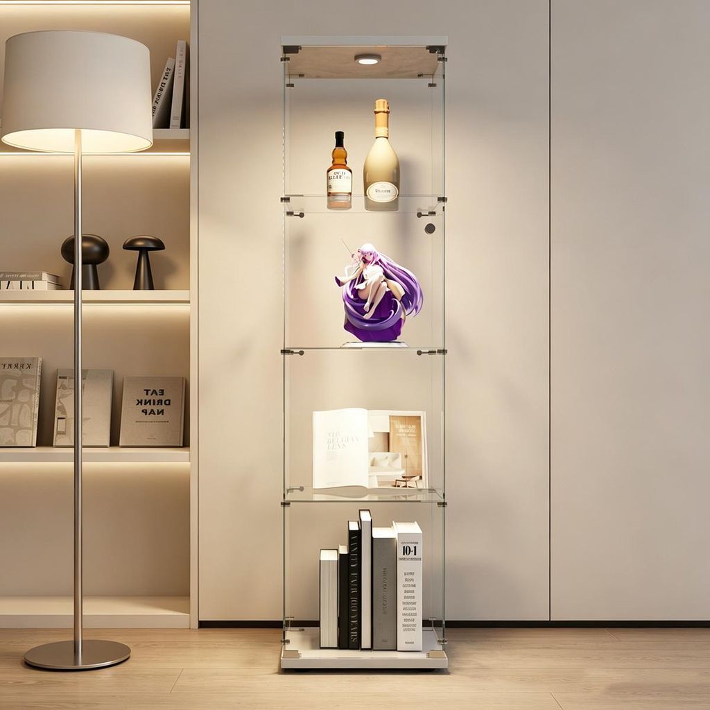 Vitrina expositora de vidrio con iluminación LED y puertas Imagen del producto 