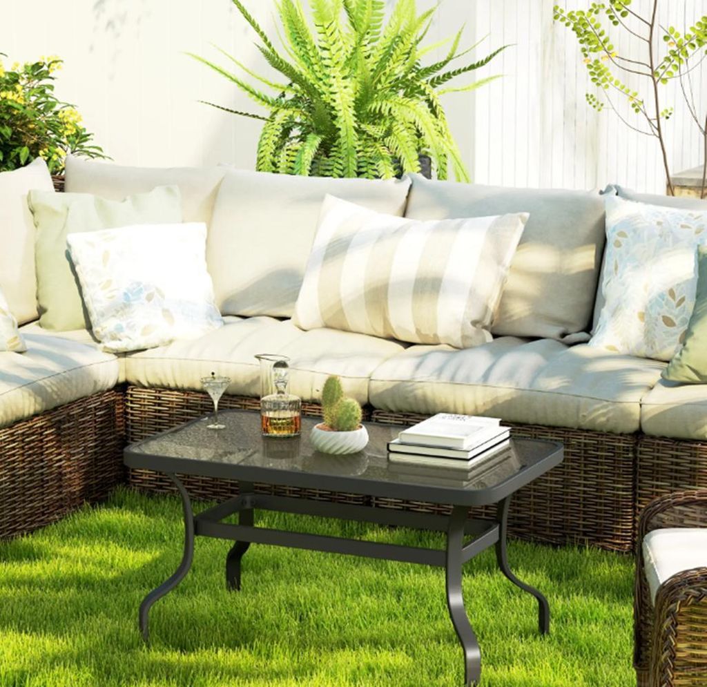 Beistelltisch Kaffeetisch, Couchtisch mit Wellendesign, Abgerundete Ecke Balkontisch 95x55 cm