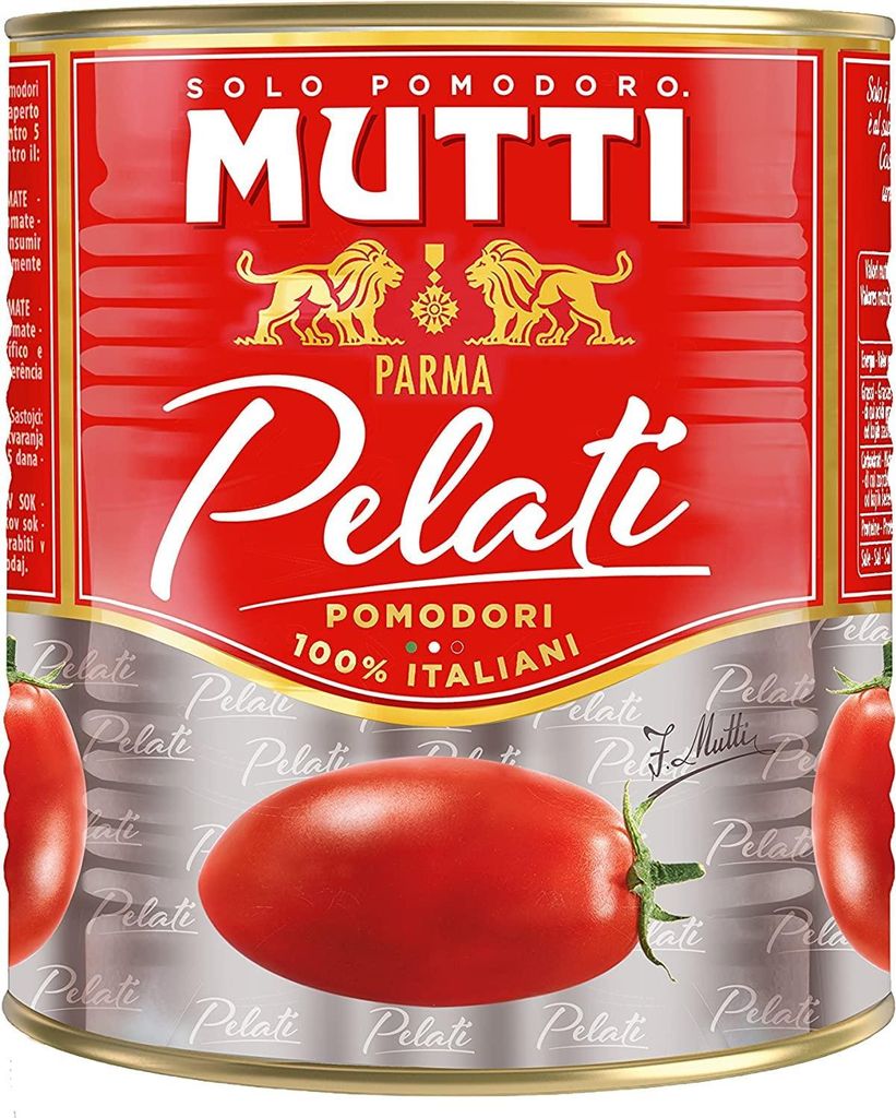Mutti Pomodori Pelati Pflaumenschälende Tomaten, 100% italienisch, 12 x 800 g