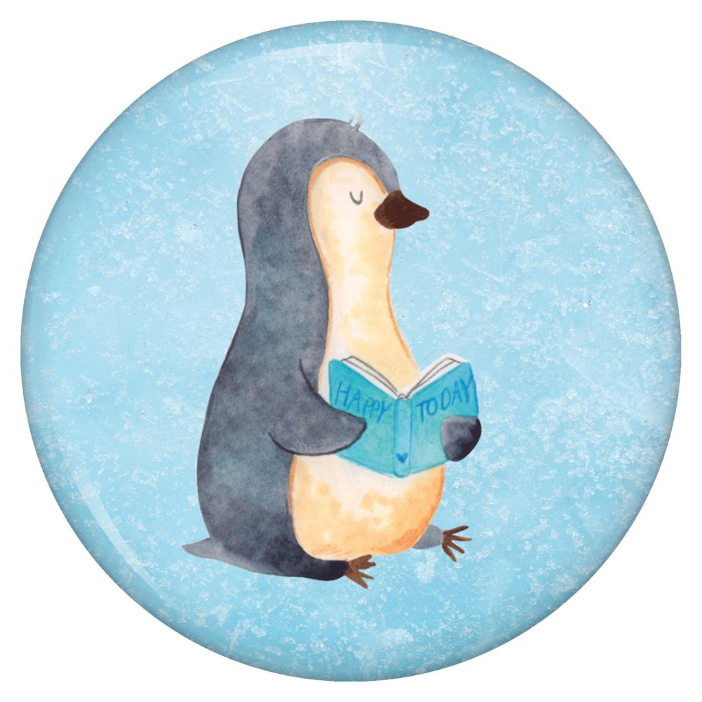Mr. & Mrs. Panda Ansteckbutton Pinguin Buch - Eisblau - Geschenk, Pause, Button, Plakette, Anstecker Pin, Badge, Urlaub, Entspannen, Nichtstun, Aus...