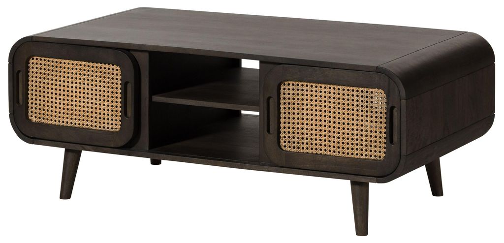 MASSIVMOEBEL24 Couchtisch Mango 120x60x45 dunkelgrau lackiert VALENCIA #201