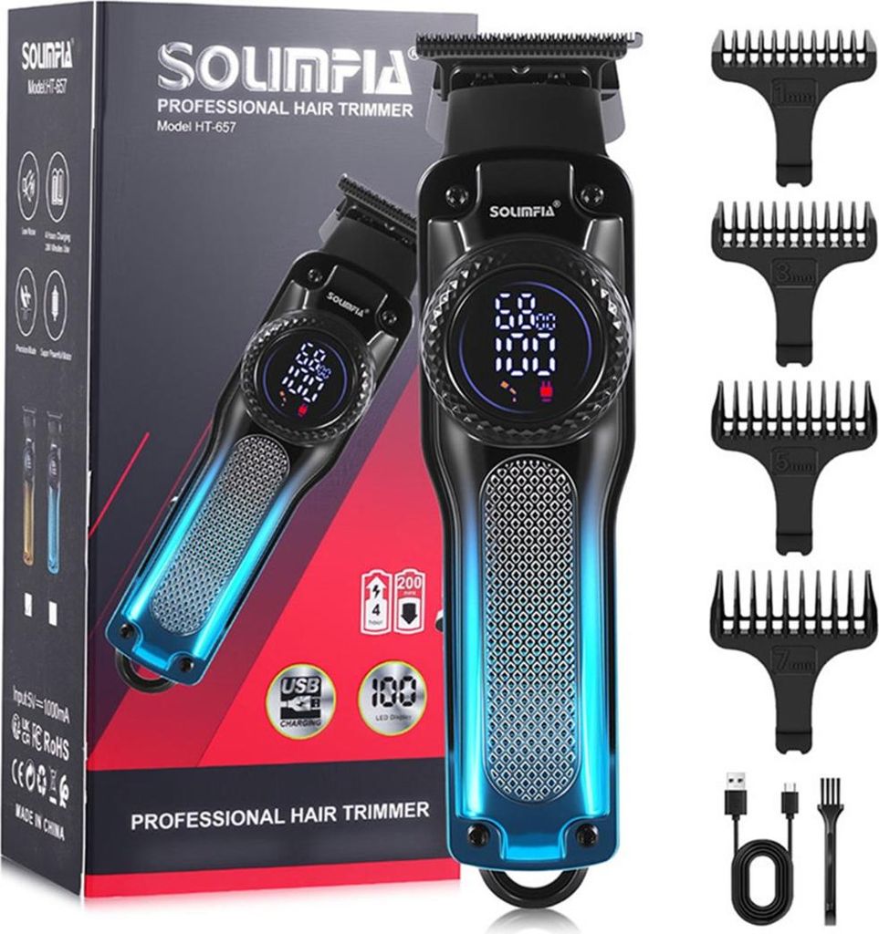 INF Professionelle LCD USB Wiederaufladbare Haarschneidemaschine & Trimmer Blau