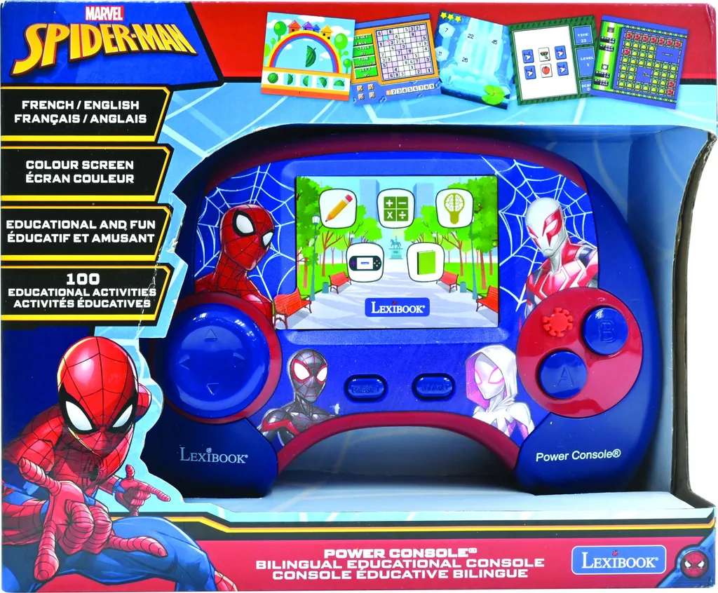 Console Spiderman Bilingue pour Apprendre sans Écran Nocif ni Internet