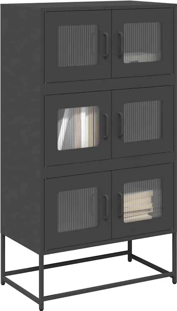 vidaXL Credenza nera 68x39x123 cm in acciaio