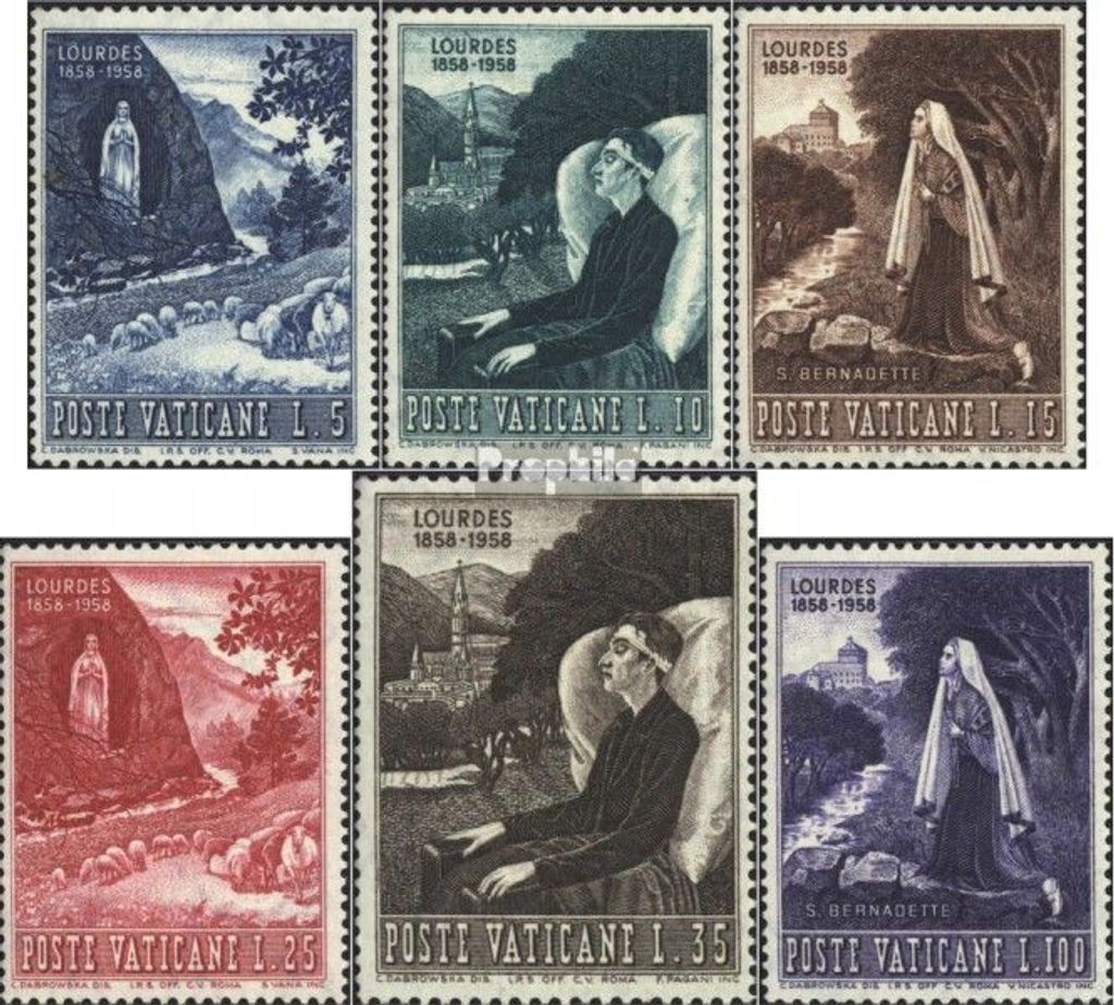 Briefmarken Vatikanstadt 1958 Mi 282-287 (kompl.Ausg.) postfrisch Lourdes
