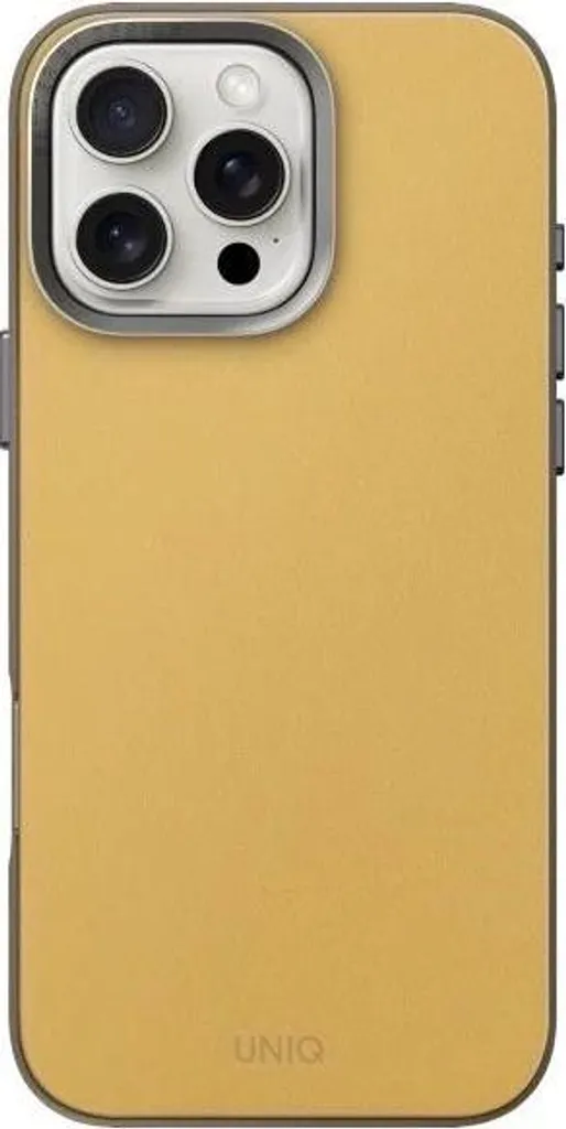 Cover MagSafe iPhone 16 Pro Uniq Lyden DS Giallo Grigio Leatherette