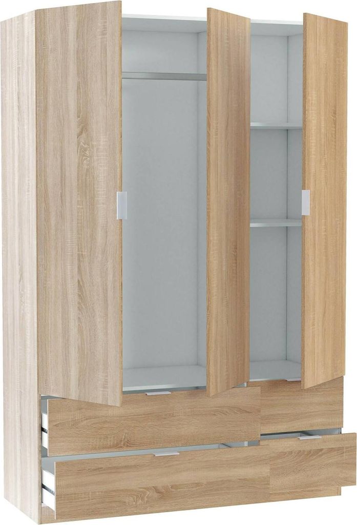 Drei-Türen-Garderobe Weymouth 135x52 cm Braun Kleiderhaken Produktbild 