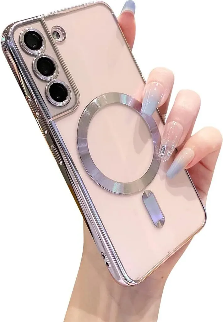 Custodia per cellulare per Samsung Galaxy S22+ 5G con protezione Magsafe e fotocamera, Magnetic Ultra Thin Clear Cover Case Viola