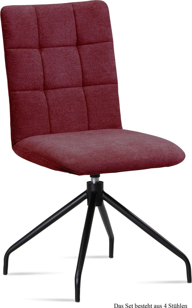 Esszimmerstuhl drehbar (4er-Set) Dolley 47x91x60 Schwarz/Marsala