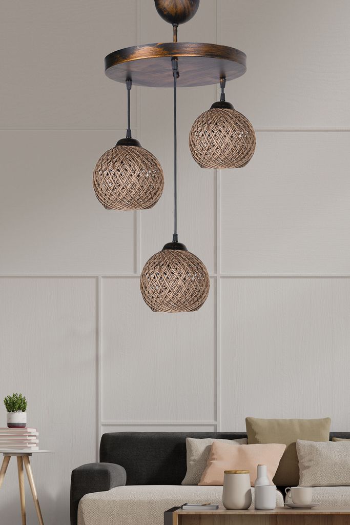 Opviq, Crayon - Jute Black, lampadario, beige, metallo, 32 Immagine del prodotto 
