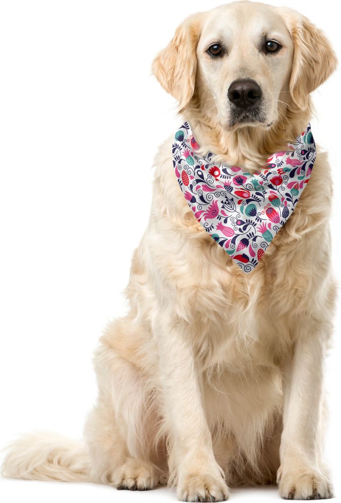 ABAKUHAUS Blumen Haustier Bandana, Aufwändige Strudel Tulip Art, 55x55 cm, Rosa Teal Red