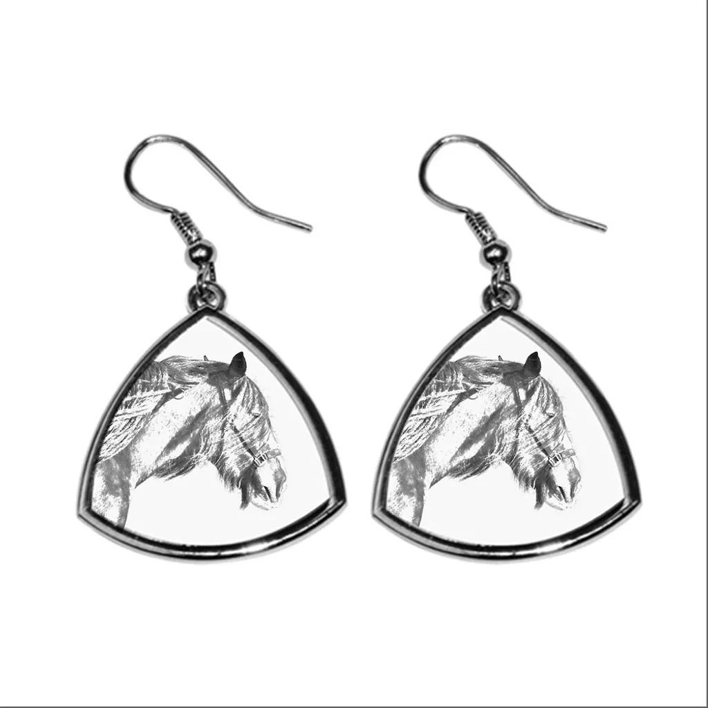 Shire Horse - Orecchini a forma di cavallo, orecchini pendenti con immagine, gioielli personalizzati con il marchio Art-Dog