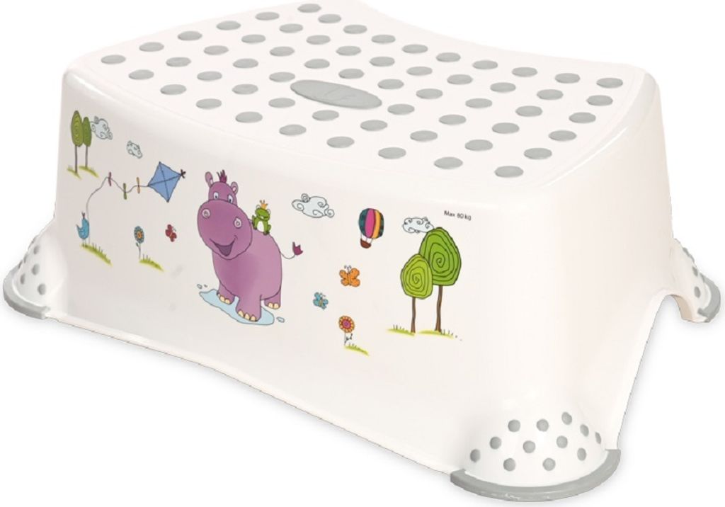 Lorelli einstufiger Kinder Badhocker Hippo, Tritthocker rutschfest, Gummi-Noppen