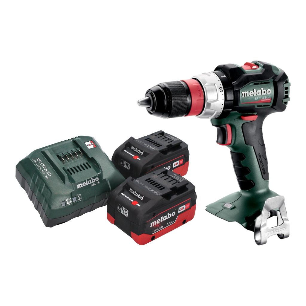 Metabo BS 18 LT BL Q Akku Bohrschrauber 18 V 75 Nm Brushless + 2x LiHD Akku 5,5 Ah + Ladegerät