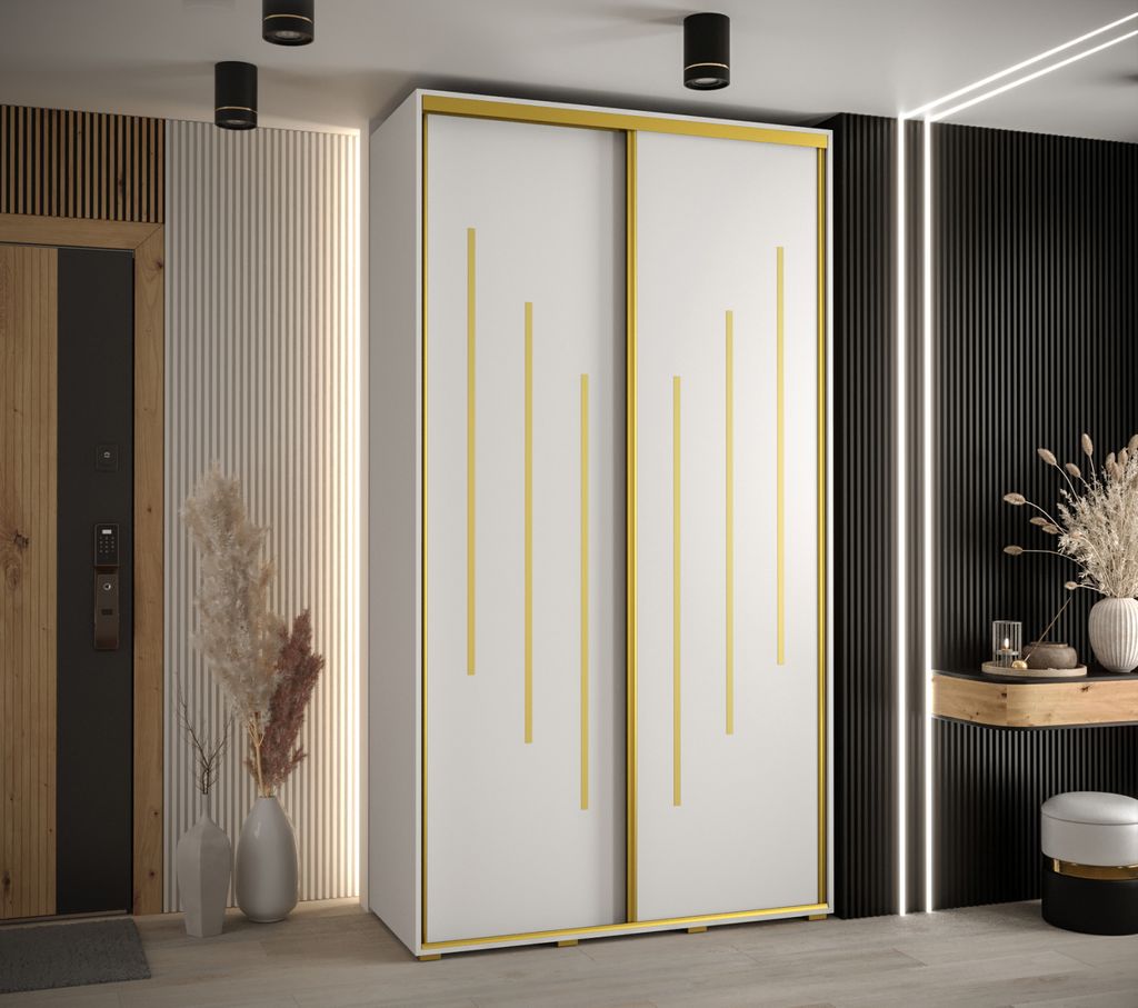 Kleiderschrank ASIRI 8 - 130/60 cm, weiß/gold